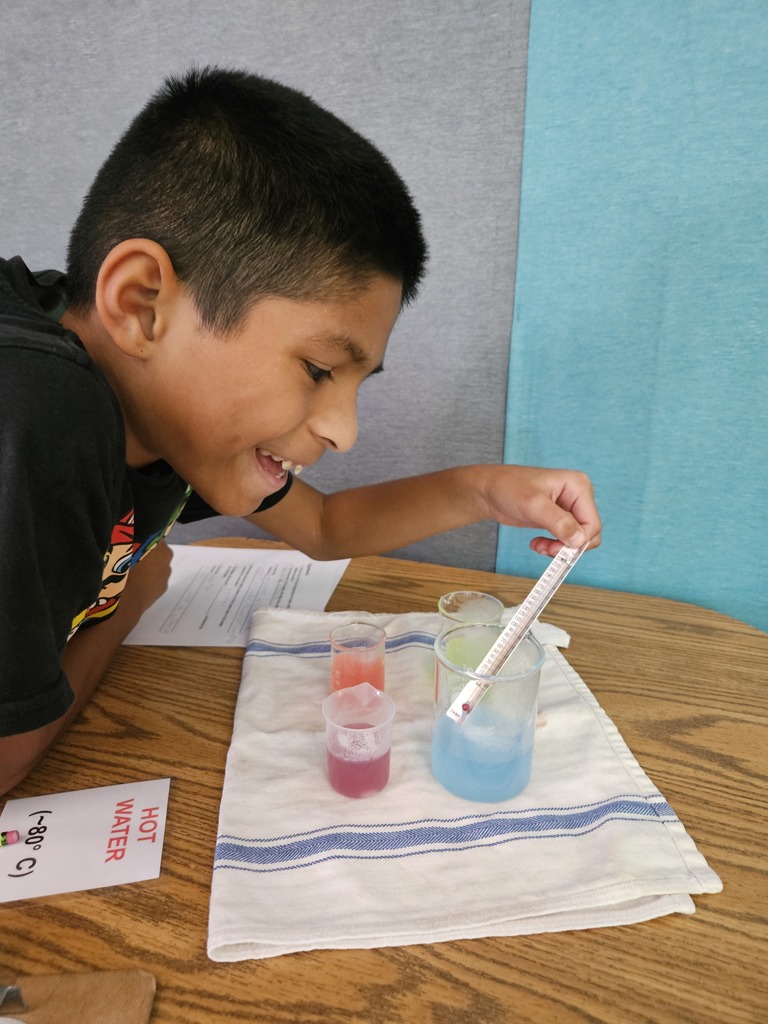 Students test the Rate of Dissolution by dissolving fruit flavored candy in various temperatures of water and charting the results