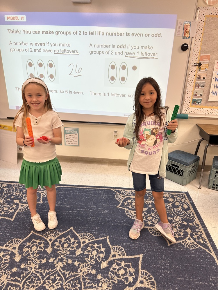 Ms. Matt’s class LOVES math, especially when it’s hands on! This week we have worked on place value knowledge and determining if numbers are even and odd.
