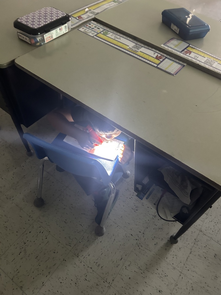 They are building up their reading stamina with flash light Thursday reading in Mrs. McClain’s class!
