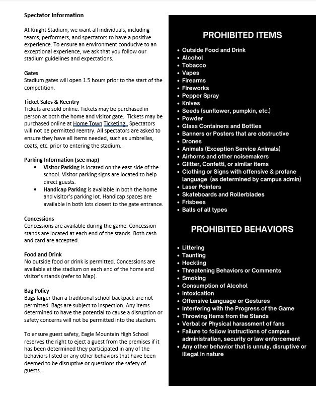 Spectator information