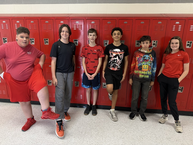 students wearing red