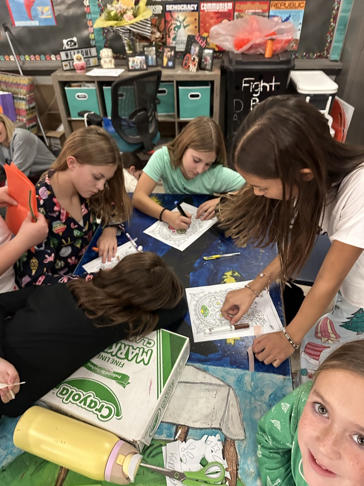 students completing project