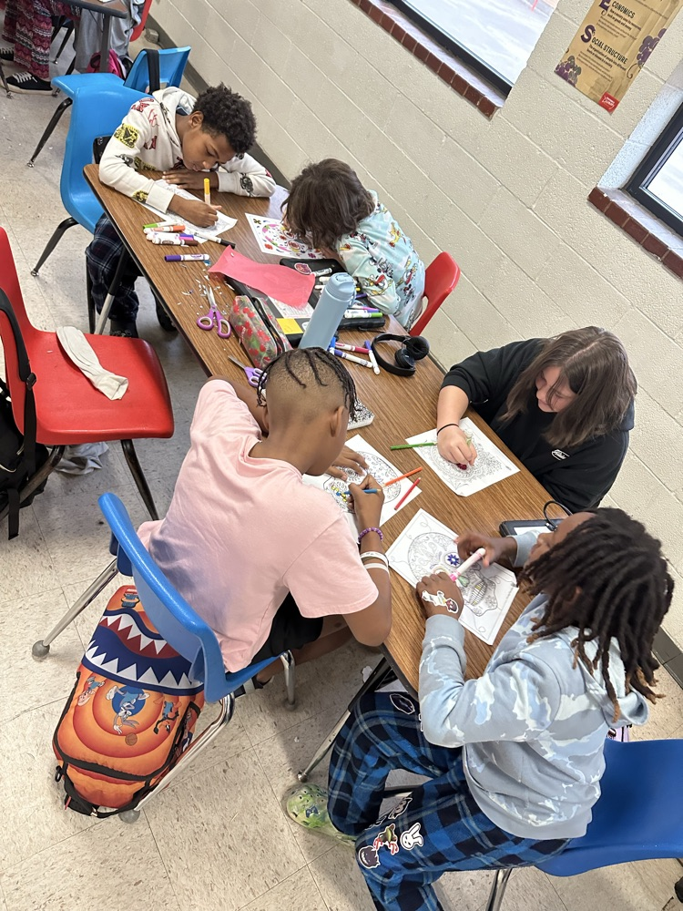 students working on project