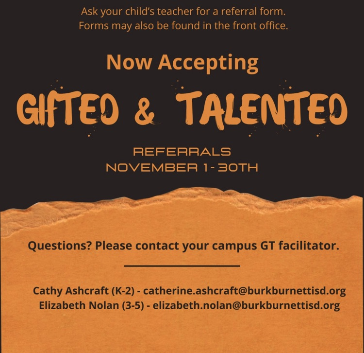 Gifted & Talented referral window closes on Friday! 