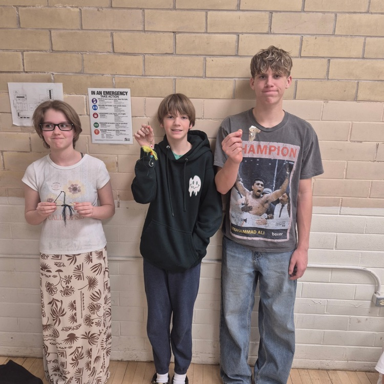 students with fishing lures