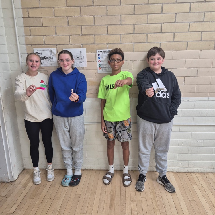 students with fishing lures