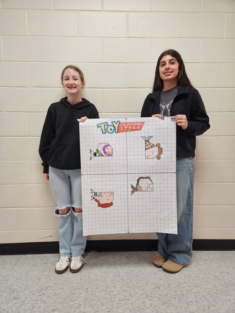 students holding poster of transformations