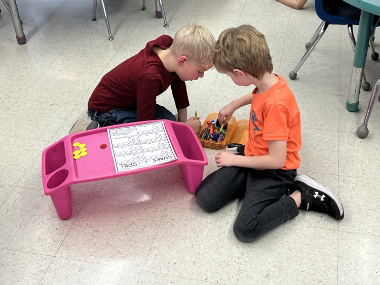 Mrs. Bates' class were working on decomposing and composing numbers with partners during math! 