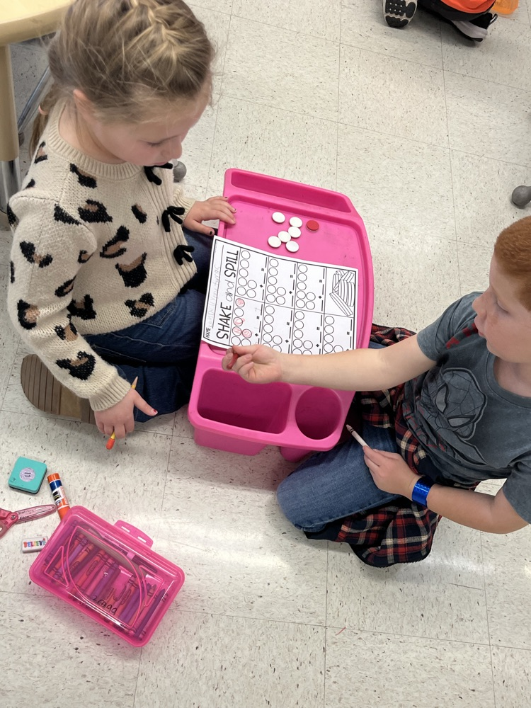 Mrs. Bates' class were working on decomposing and composing numbers with partners during math! 