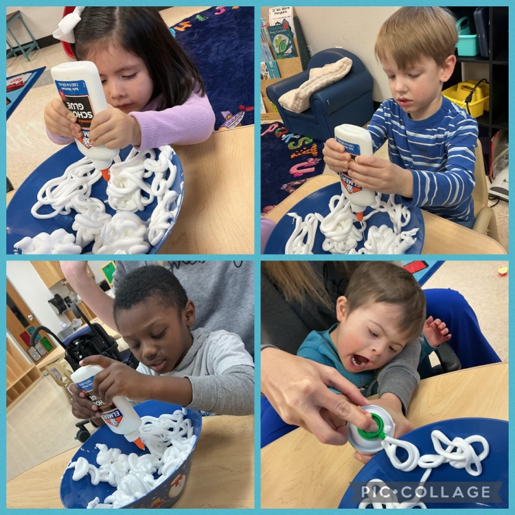 Mrs. Hughes’ class using puffy paint to create arctic scenes
