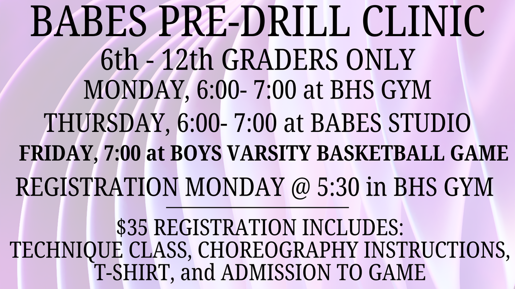 BABES PRE-DRILL CLINIC STARTS NEXT WEEK