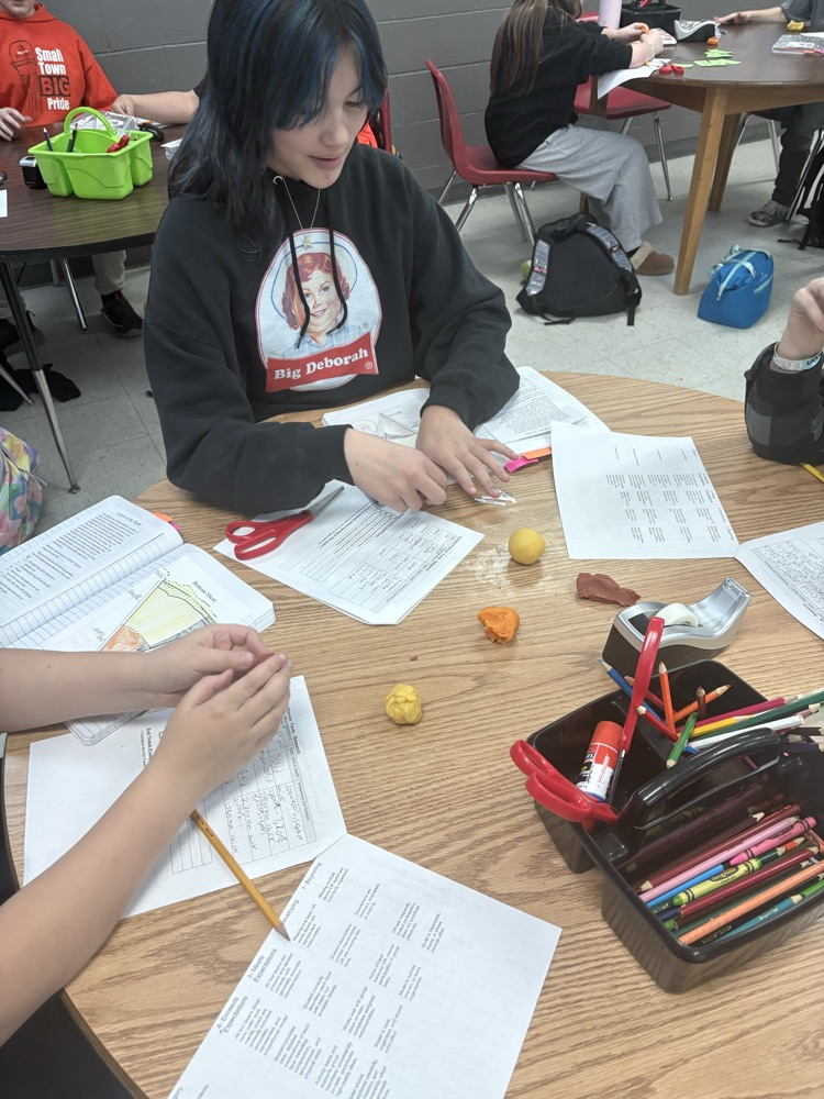 students working on science models 