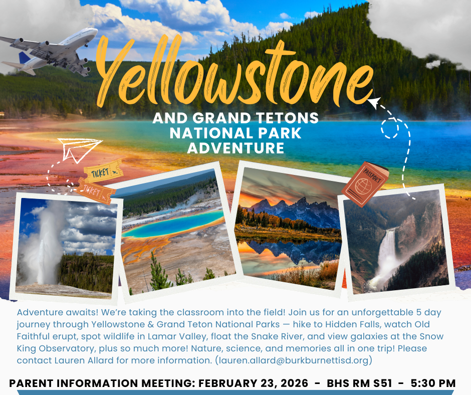 Parent Information Meeting February 23 in Room S51 5:30