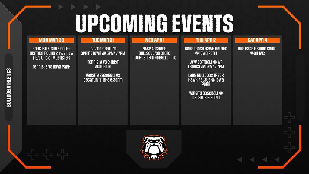 BISD Athletics Events Schedule