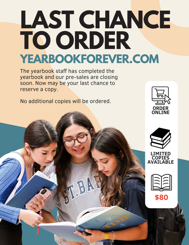 The deadline to pre-order your yearbook online is fast approaching. Visit yearbookforever.com and get yours before it's too late! Pre-sales end May 2nd.
