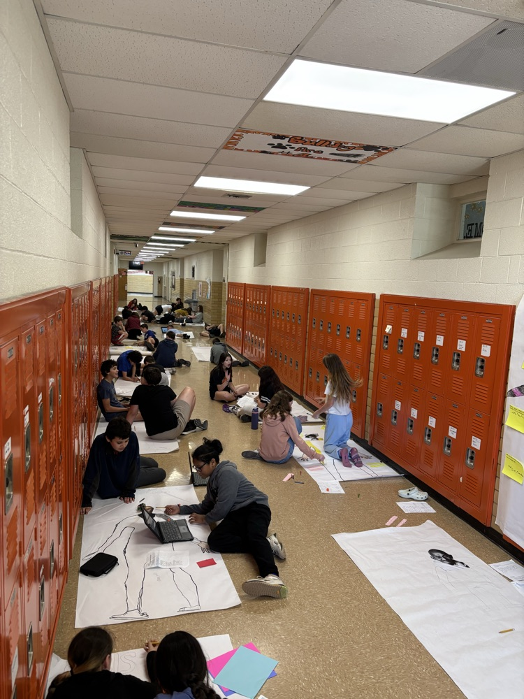 students working on history project