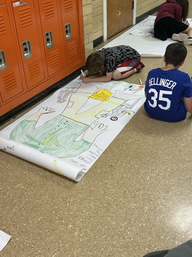 students working on history project