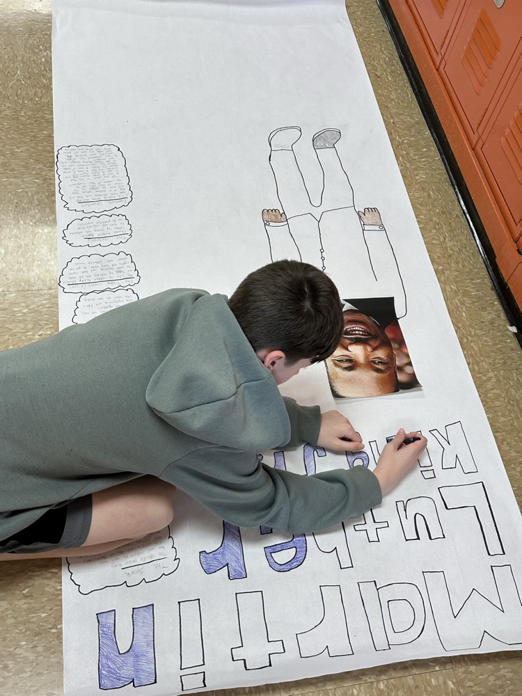 students working on history project