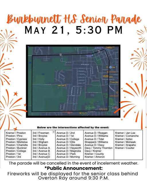BHS Senior parage is Wednesday.