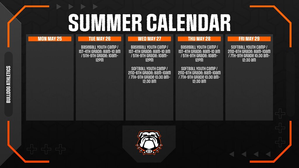 Athletics summer calendar