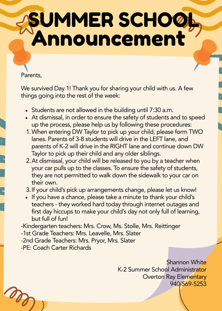 Summer School Announcement