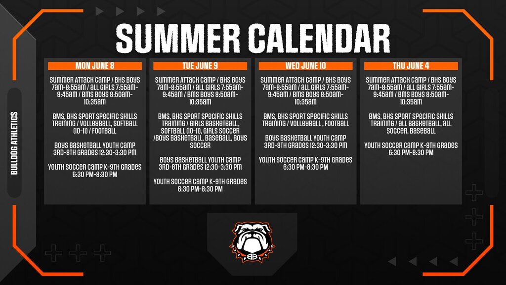 BISD Athletics schedule