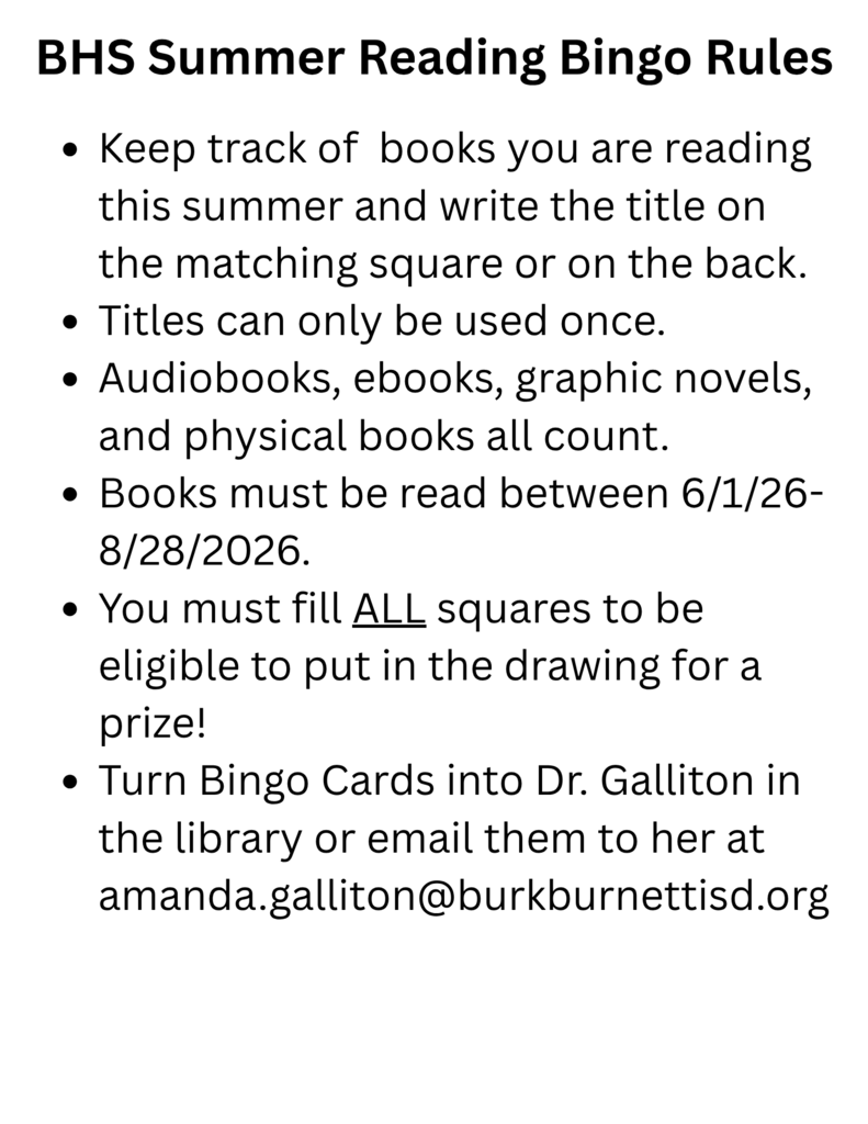 ☀️📚 Summer Reading Bingo is here! 📚☀️ Make reading more fun this summer with our Summer Reading Bingo Challenge. Explore new genres, discover great books, and complete reading activities to earn a bingo or challenge yourself to fill the whole card! Print a card or save to your device and start reading today!