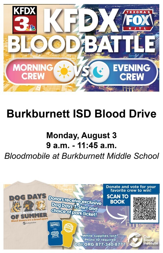 BISD blood drive is August 3 at BMS