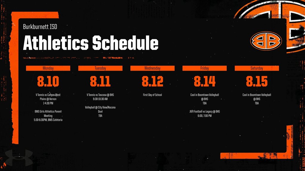Weekly Athletic Schedule