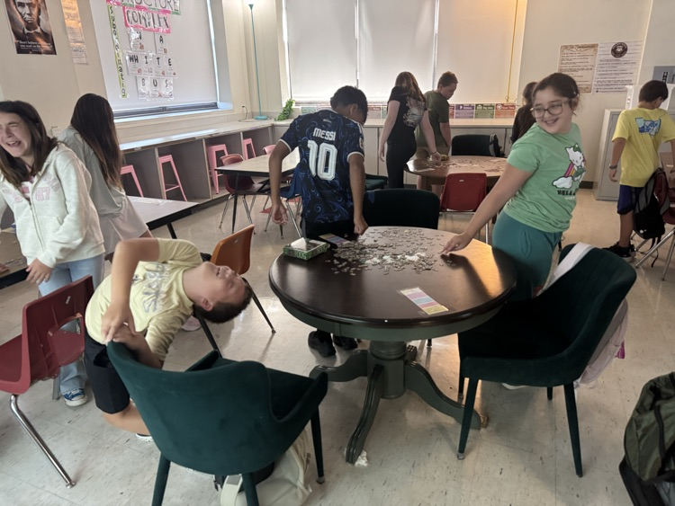 Students completing puzzles