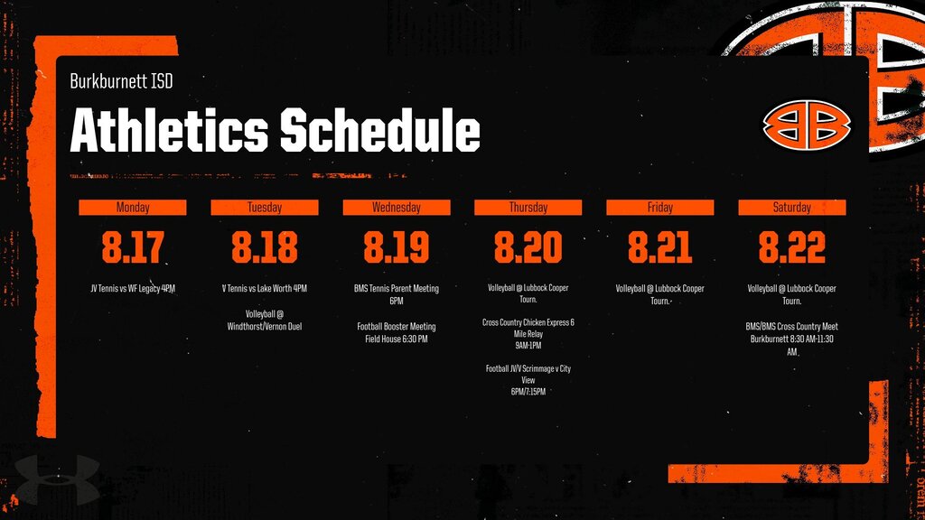 Athletic schedule