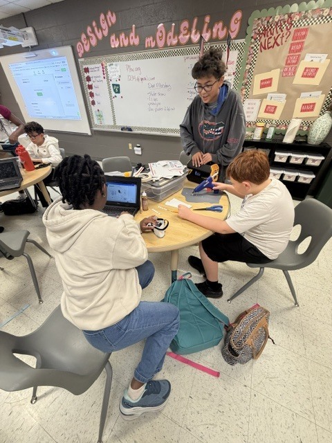 Students working on group project. 