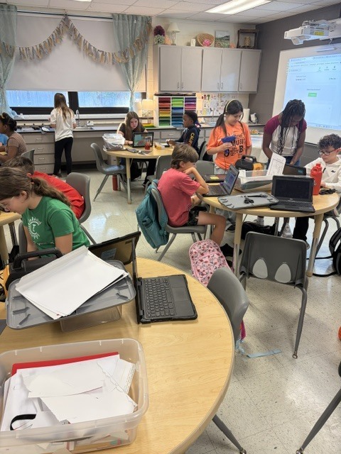Students working on group project. 