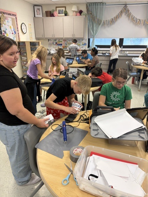 Students working on group project. 