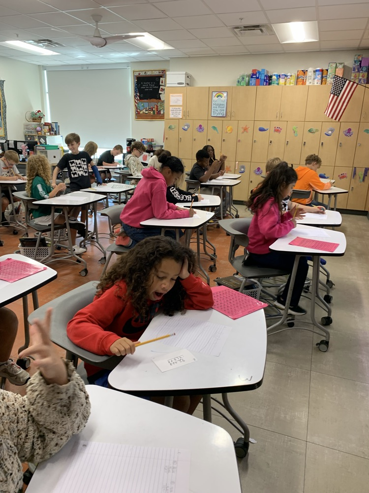 Mrs. Johnston’s fourth grade math classes participated in a scoot game today to practice subtraction of large numbers with regrouping. Students were rockin’ the skill!