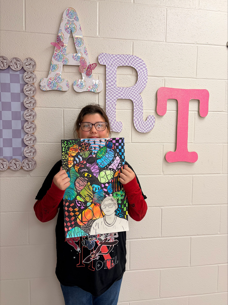 student with artwork