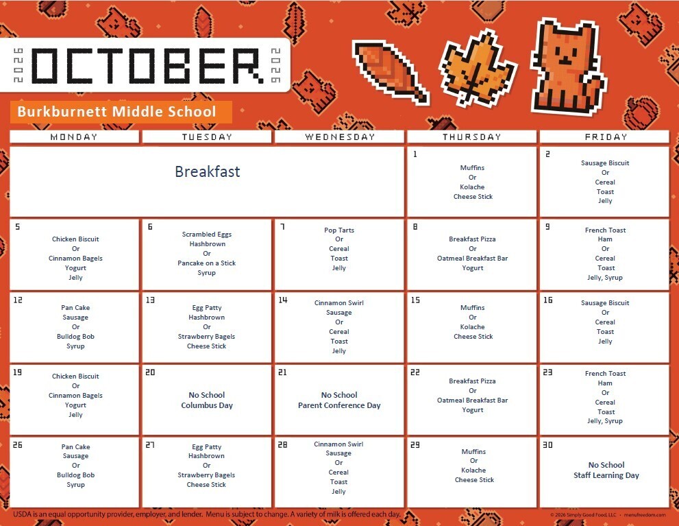 breakfast menu