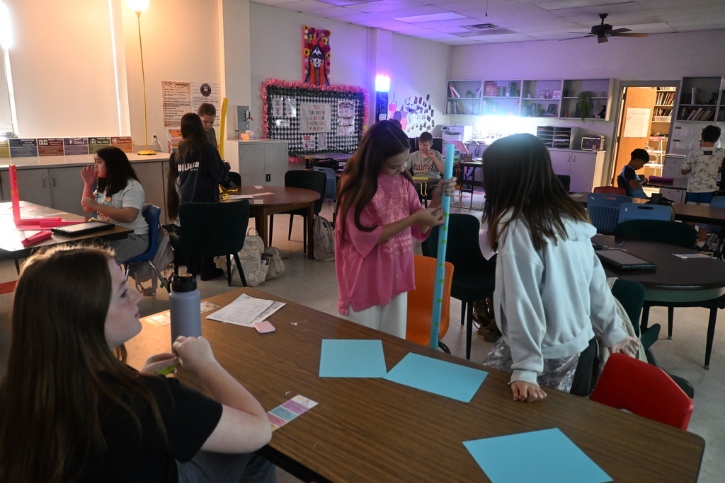 students working on project