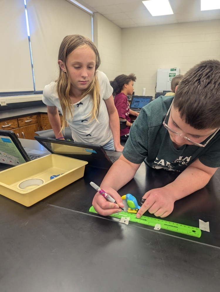 students completing science lab