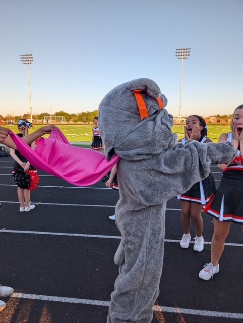 cheerleaders with mascot