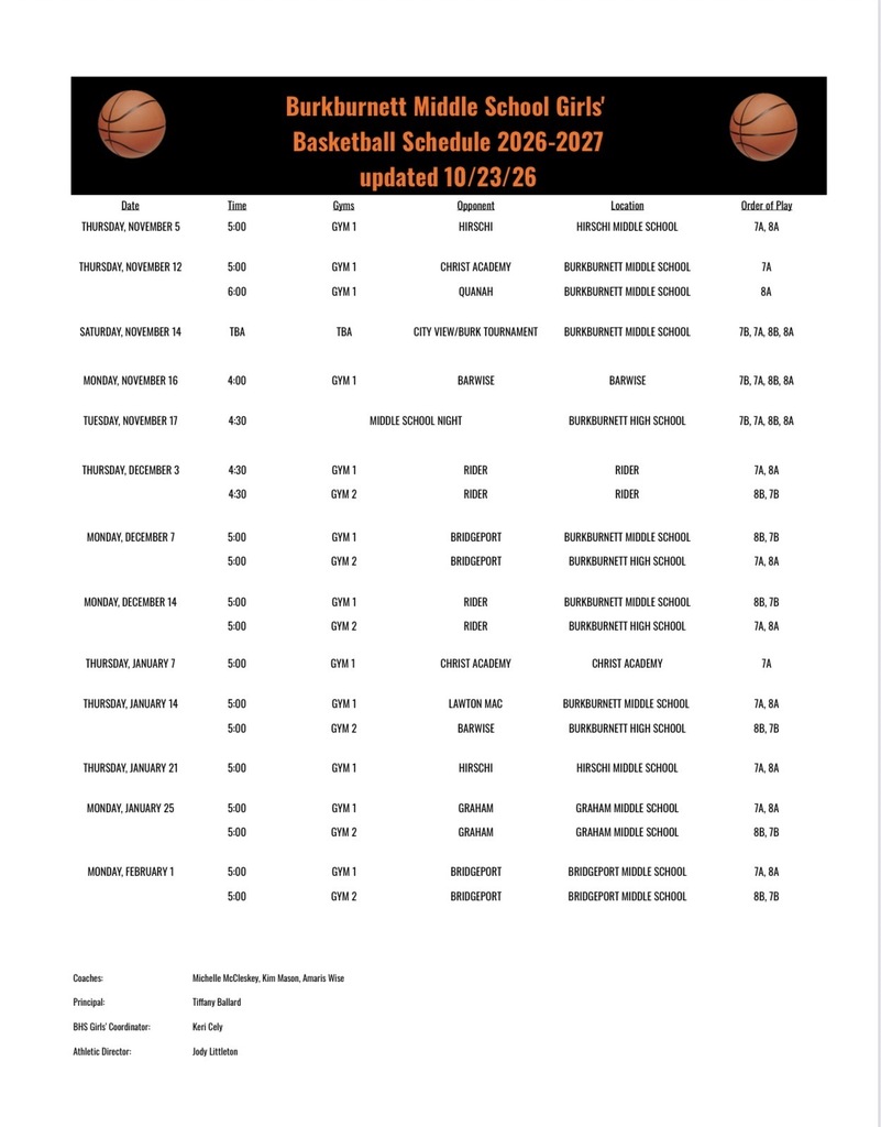 2026-27 Basketball Schedule
