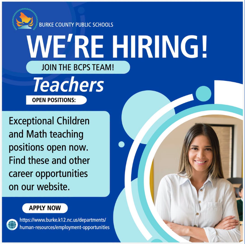 We're Hiring! Join the BCPS Team! Open Positions: Exceptional Children and Math Teaching positions open now. Find these and other career opportunities on our website.  Apply now.