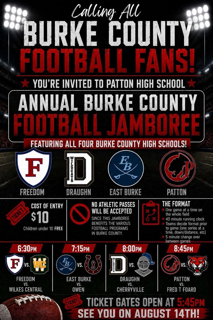 graphic showing football jamboree with price and times  