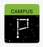 Infinite Campus Parent Portal Logo Green and black background with the letter P made out of a constellation of stars.
