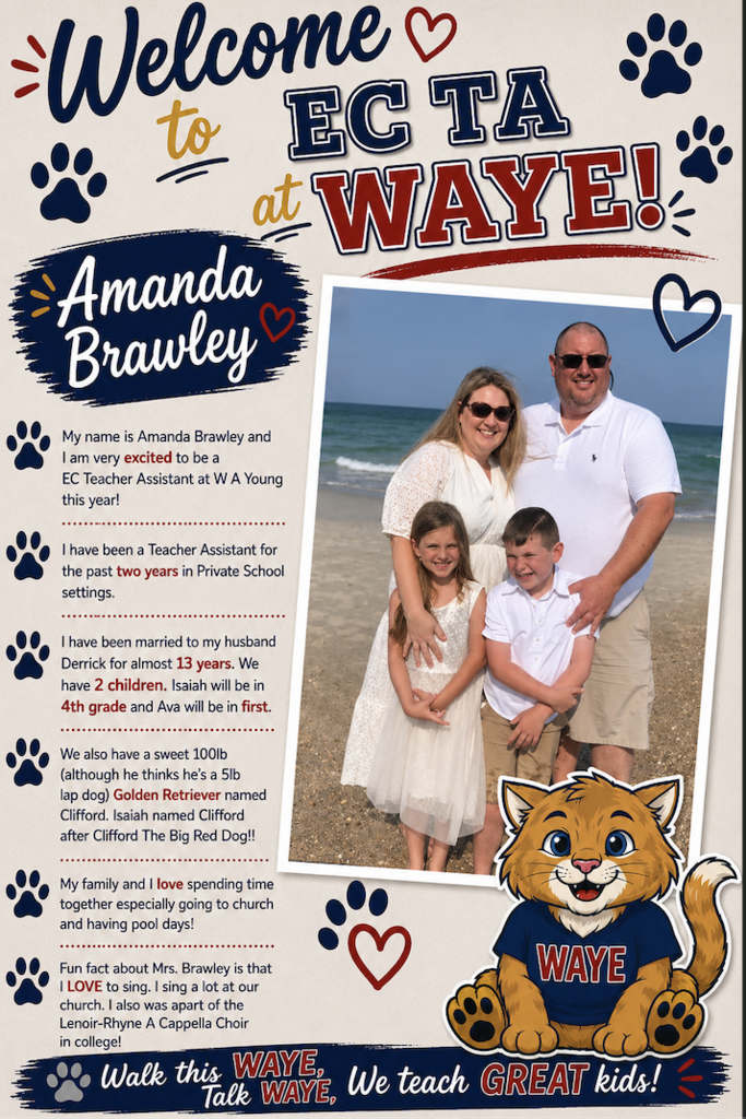 We are WAYE excited to introduce you to Amanda Brawley, EC Teacher Assistant! Help us show her some love in the comments! 🐾❤️
