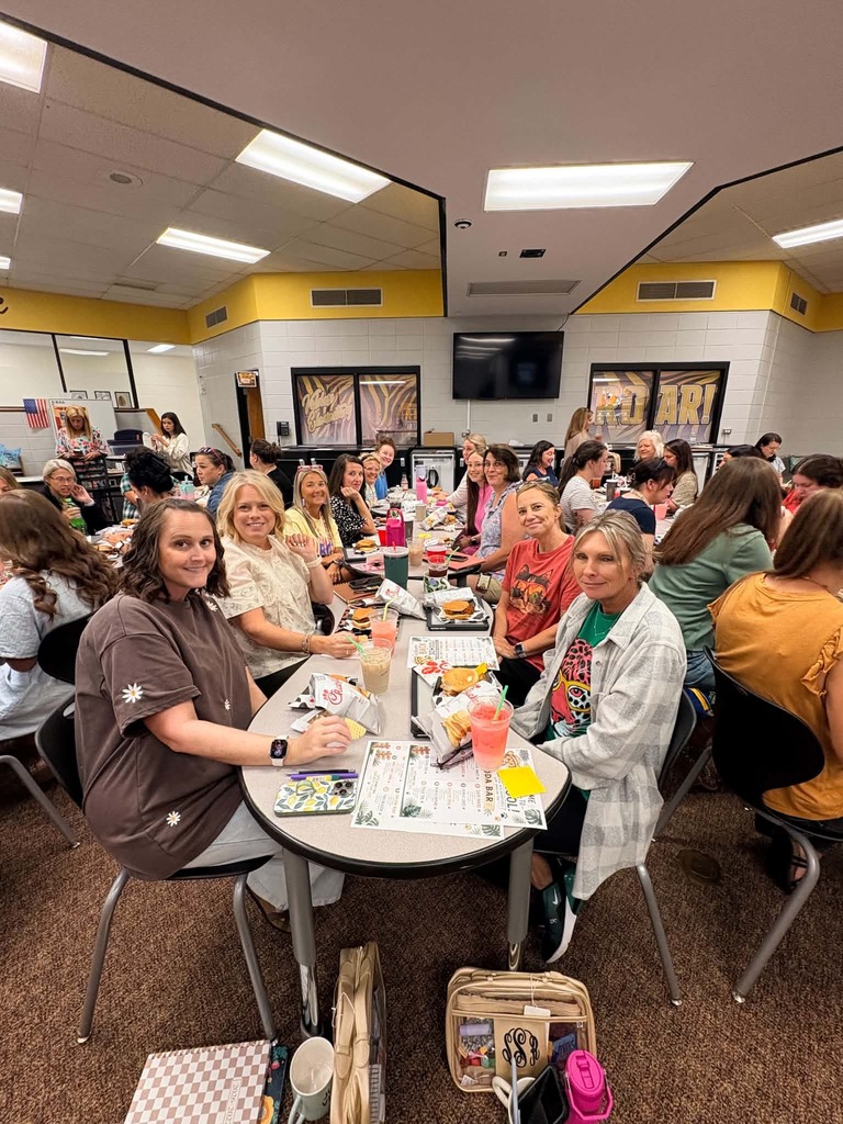Valdese tiger staff enjoying lunch provided by chick fil a