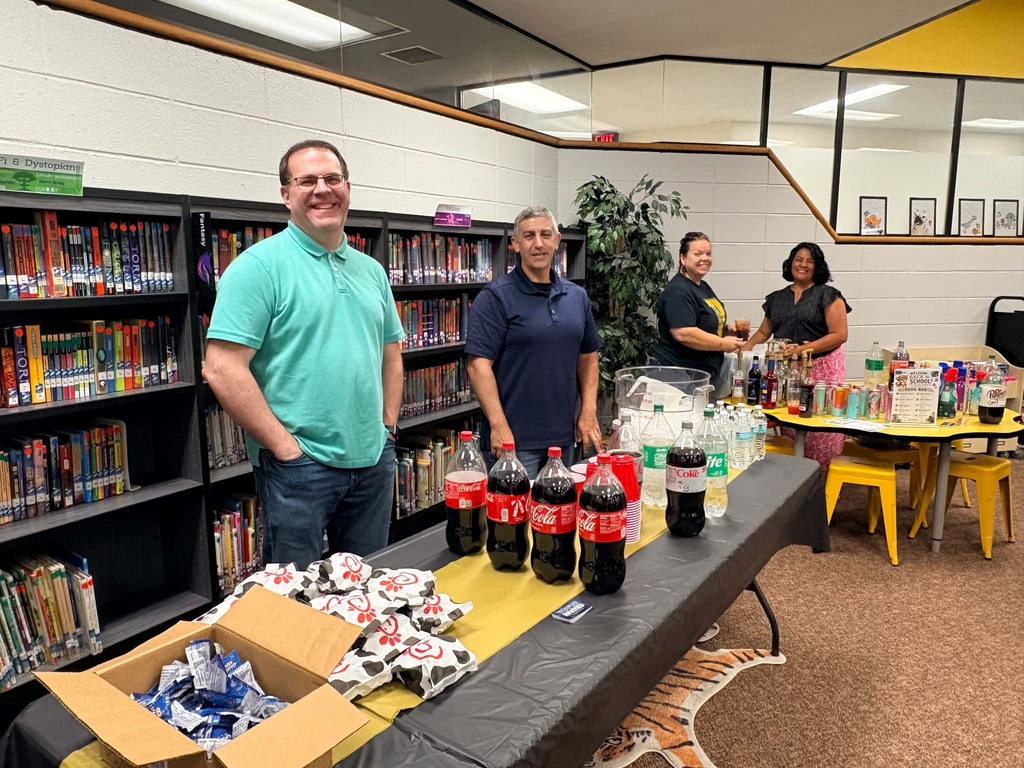 Valdese tiger staff enjoying lunch provided by chick fil a