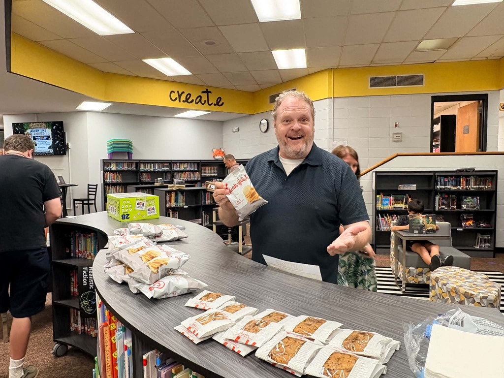 Valdese tiger staff enjoying lunch provided by chick fil a