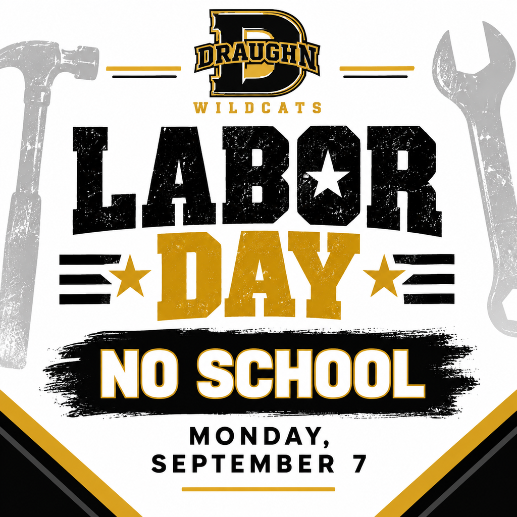 Labor Day graphic. No school September 7