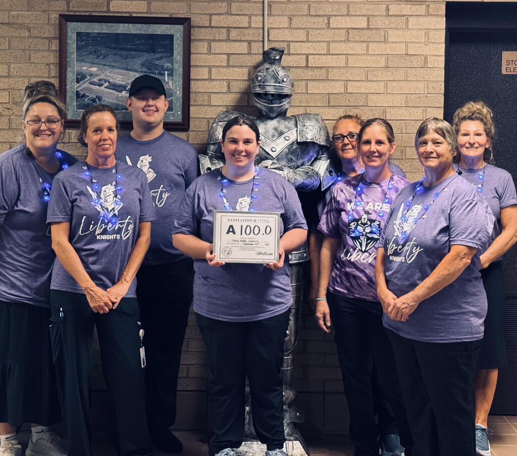 cafeteria staff with 100 sanitation score